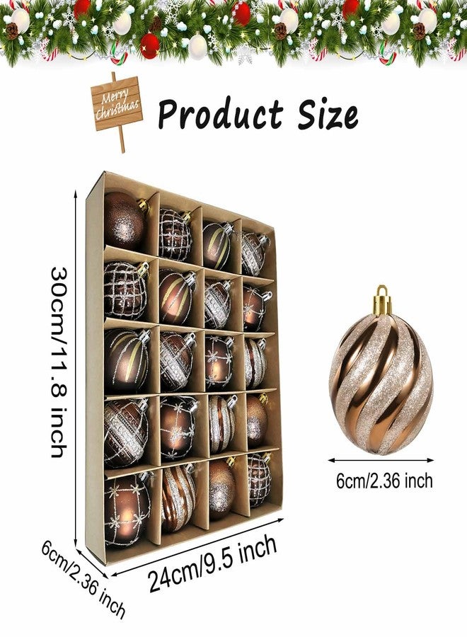 SVNVIOZ Christmas Tree Ball Ornaments 20ct Set, 2.36 Inch Copper Brown Gold Christmas Decorations, Shatterproof Hanging Ornaments for Xmas Holiday Decoration (Bronze Copper&Gold) - Image 3